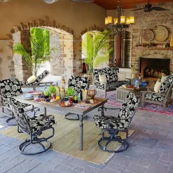 Kirklands Home Ashland Jacobean Luxe Outdoor Dining Chair Cushion Black