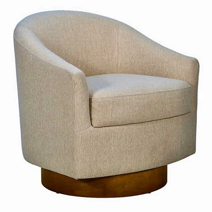 New Kirklands Home Ashton Swivel Chair with Wood Base Tan