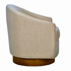 New Kirklands Home Ashton Swivel Chair with Wood Base Tan