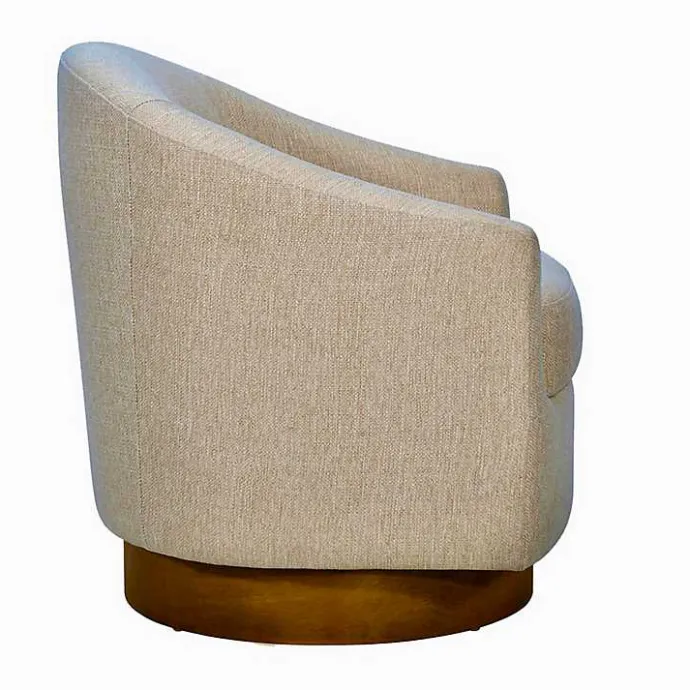 New Kirklands Home Ashton Swivel Chair with Wood Base Tan