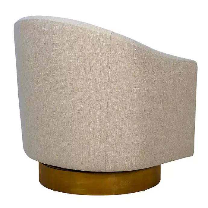 New Kirklands Home Ashton Swivel Chair with Wood Base Tan