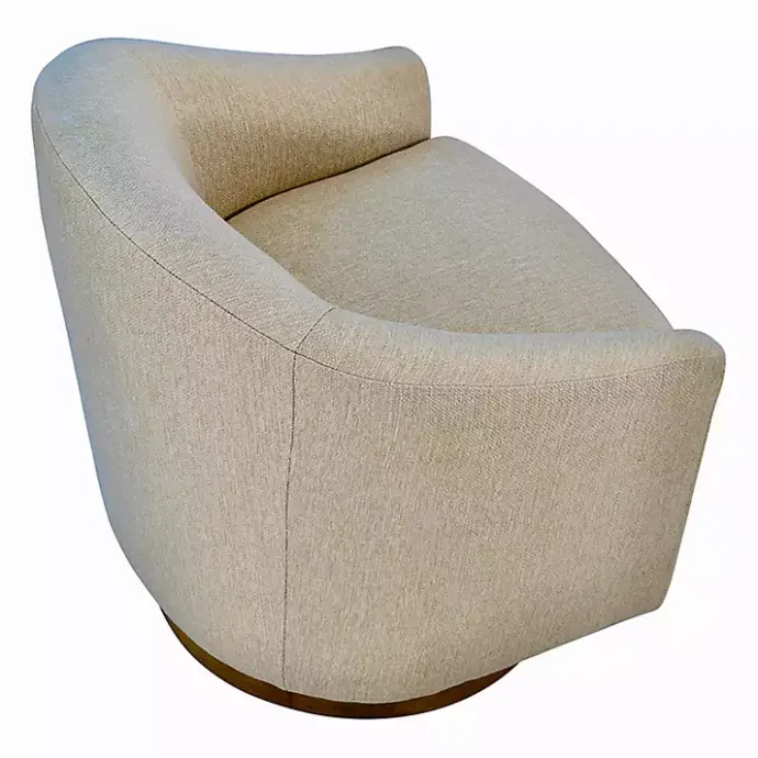 New Kirklands Home Ashton Swivel Chair with Wood Base Tan