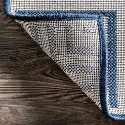Sale Kirklands Home Asia Blue Stripe Border Outdoor Rug, 5x8