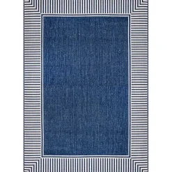 Kirklands Home Asia Blue Stripe Border Outdoor Rug, 8x10