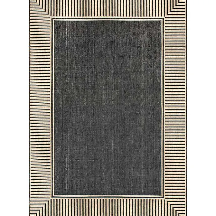 Sale Kirklands Home Asia Gray Stripe Border Outdoor Rug, 5x8