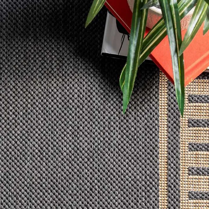Sale Kirklands Home Asia Gray Stripe Border Outdoor Rug, 5x8