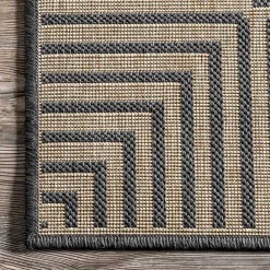 Sale Kirklands Home Asia Gray Stripe Border Outdoor Rug, 5x8