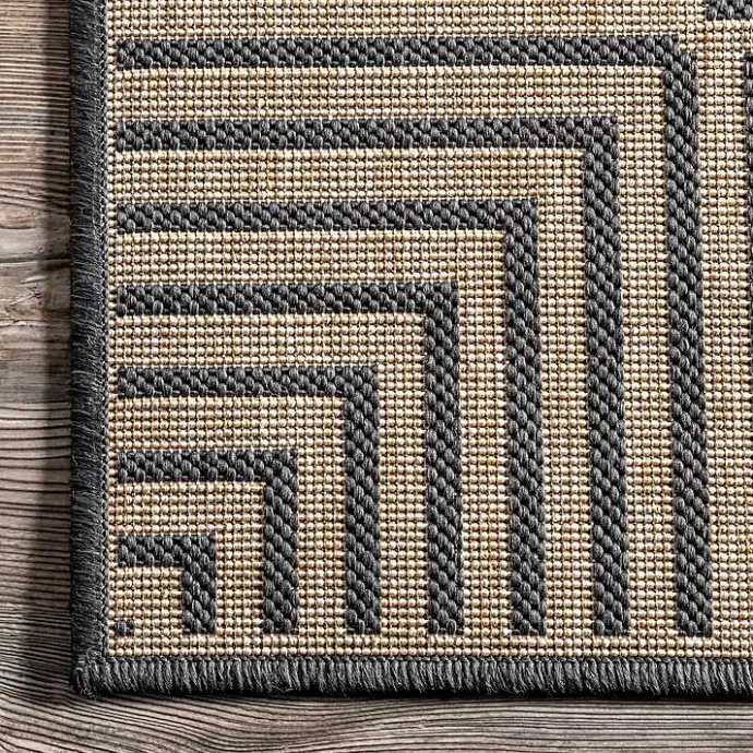 Sale Kirklands Home Asia Gray Stripe Border Outdoor Rug, 5x8