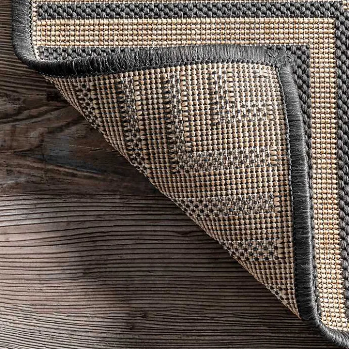 Sale Kirklands Home Asia Gray Stripe Border Outdoor Rug, 5x8