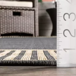 Sale Kirklands Home Asia Gray Stripe Border Outdoor Rug, 5x8
