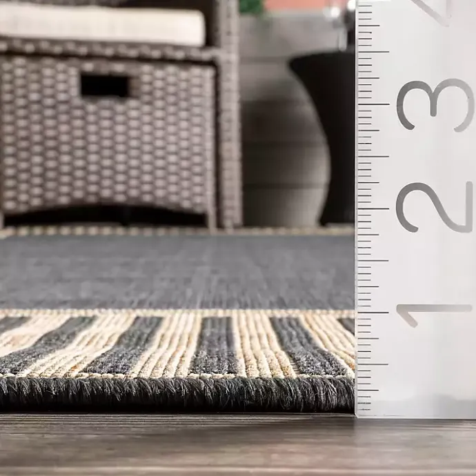 Sale Kirklands Home Asia Gray Stripe Border Outdoor Rug, 5x8