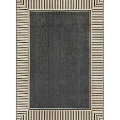 Clearance Kirklands Home Asia Gray Stripe Border Outdoor Rug, 8x10