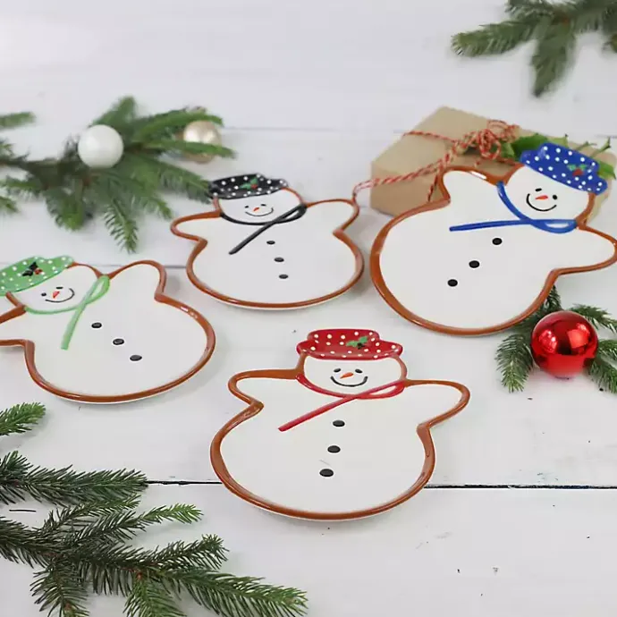 Kirklands Home Assorted Snowman Christmas Plates, Set of 4