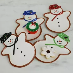 Kirklands Home Assorted Snowman Christmas Plates, Set of 4
