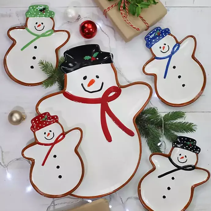 Kirklands Home Assorted Snowman Christmas Plates, Set of 4