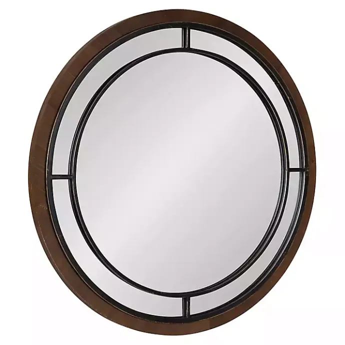 Kirklands Home Audubon Wood Round Wall Mirror Brown