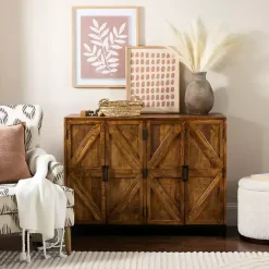 Online Kirklands Home Austin Warm Wood Farmhouse Cabinet Brown