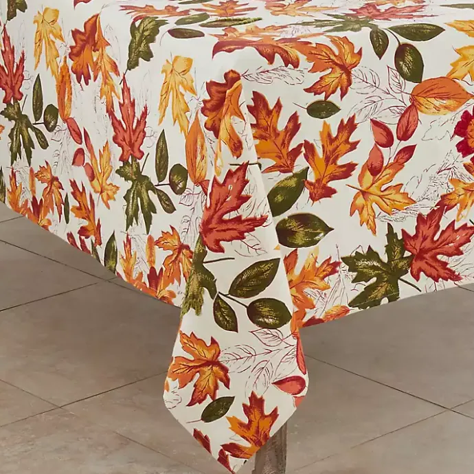 Best Kirklands Home Autumn Foliage Outline Square Harvest Table Cloth