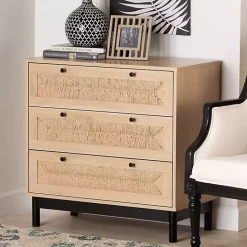 Kirklands Home Ava Light 3-Drawer Cabinet Brown