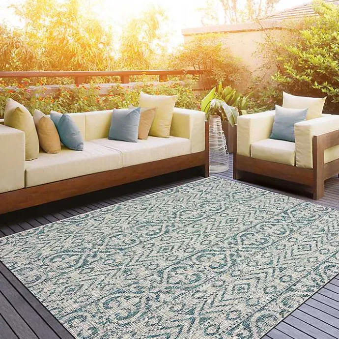 Sale Kirklands Home Azure Terrace Sun Shower Outdoor Area Rug, 7x9