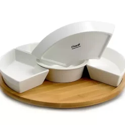 Clearance Kirklands Home Bamboo 5-pc. Ceramic Modern Set Lazy Susan