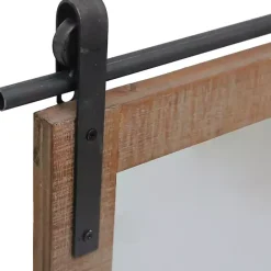 Kirklands Home Barn Door Mirror with Shelf Brown