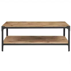 New Kirklands Home Barnwood Angle Iron Coffee Table Brown