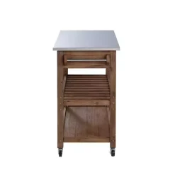 Sale Kirklands Home Barnwood Sonoma Stainless Steel Top Kitchen Cart Brown