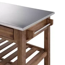 Sale Kirklands Home Barnwood Sonoma Stainless Steel Top Kitchen Cart Brown