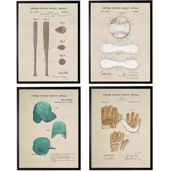 New Kirklands Home Baseball Patents Framed Art Prints Multi