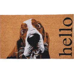 Hot Kirklands Home Basset Hound Hello Doormat Brown