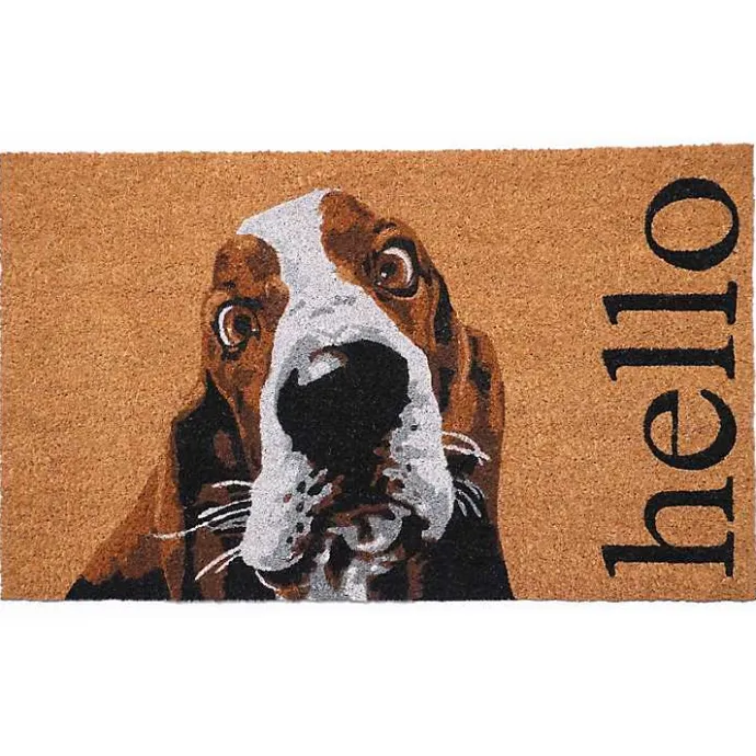 Hot Kirklands Home Basset Hound Hello Doormat Brown