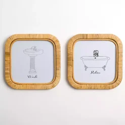 Sale Kirklands Home Bath Rattan Wrapped Wall Plaques, Set of 2