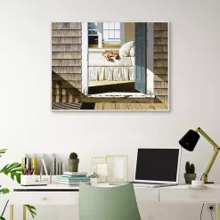 New Kirklands Home Beach House Dog Framed Canvas Art Print