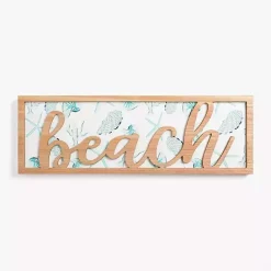 Discount Kirklands Home Beach Seashell Print Wood Wall Plaque