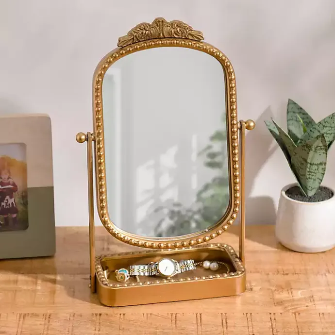 Sale Kirklands Home Beaded Bordeaux Tray Base Tabletop Mirror