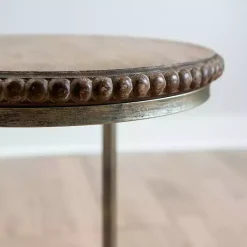 Discount Kirklands Home Beaded Round Wood C-Table Brown