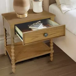 Clearance Kirklands Home Beckett Camel Oak Wood Nightsd Tan