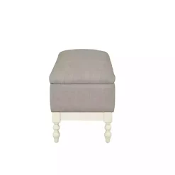 Discount Kirklands Home Beckett White and Tufted Storage Bench Gray