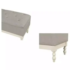 Discount Kirklands Home Beckett White and Tufted Storage Bench Gray