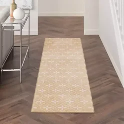 Online Kirklands Home Beige & Ivory Quatrefoil Indoor/Outdoor Runner