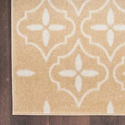 New Kirklands Home Beige & Ivory Quatrefoil Indoor/Outdoor Rug, 5x7
