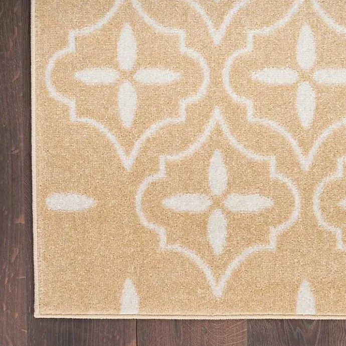 New Kirklands Home Beige & Ivory Quatrefoil Indoor/Outdoor Rug, 5x7
