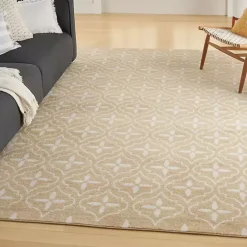 Outlet Kirklands Home Beige & Ivory Quatrefoil Indoor/Outdoor Rug, 8x10