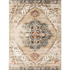 Online Kirklands Home Beige and Gold Medallion Area Rug, 7x9