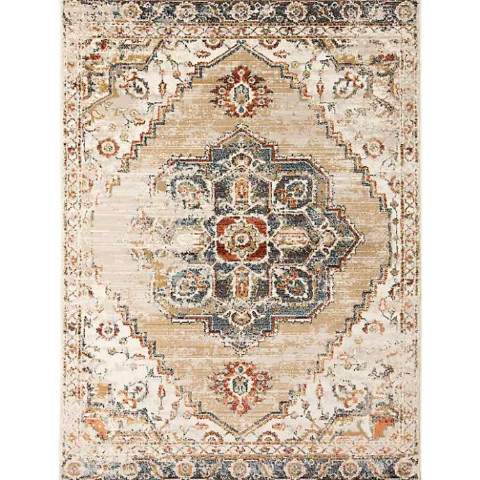 Online Kirklands Home Beige and Gold Medallion Area Rug, 7x9