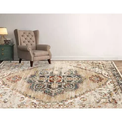 Online Kirklands Home Beige and Gold Medallion Area Rug, 7x9