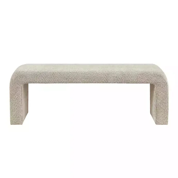 Outlet Kirklands Home Beige Boucle Waterfall Bench, 52 in. Brown
