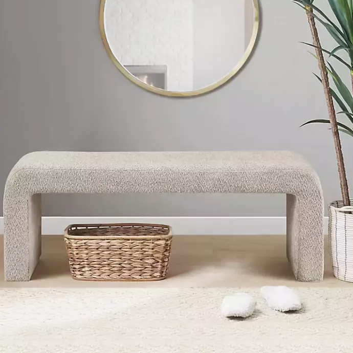 Outlet Kirklands Home Beige Boucle Waterfall Bench, 52 in. Brown