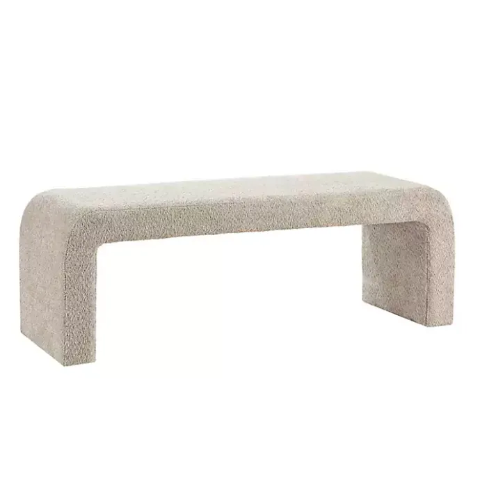 Outlet Kirklands Home Beige Boucle Waterfall Bench, 52 in. Brown